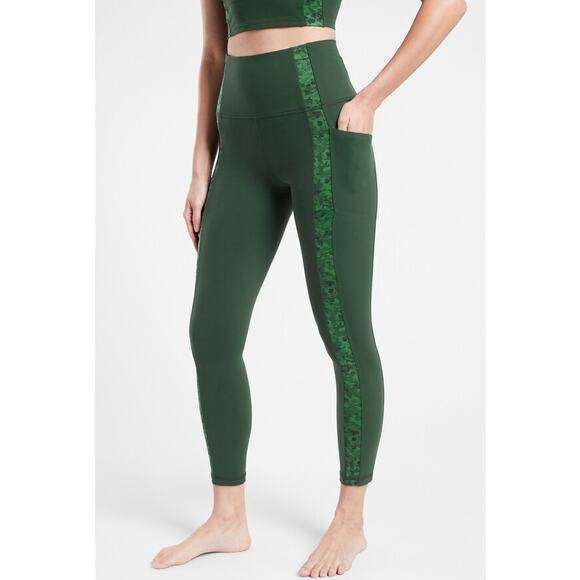 Athleta Salutation Stash‎ Pocket Serene 7/8 Tight Green Leggings High Rise Small - Picture 1 of 10